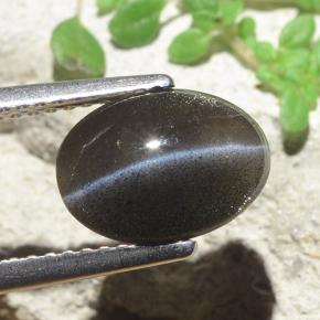 Cat's eye scapolite negro natural de 2,56 ct, corte óvalo, translúcido