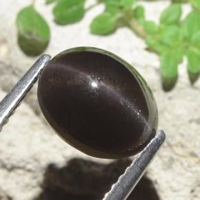 Escapolita Ojo de Gato Negro natural de 3.42 ct, Corte Óvalo, Translúcido