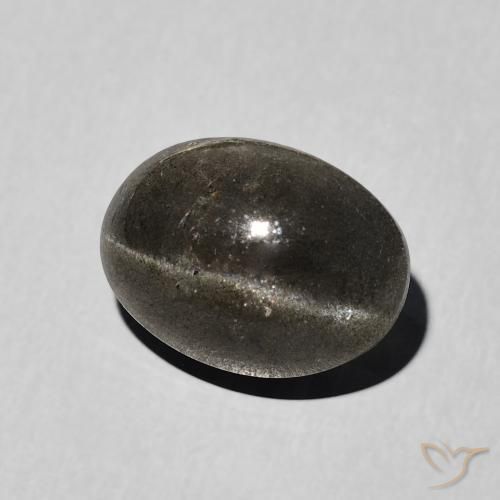 Escapolita Ojo de Gato Negro natural de 3.41 ct, Ovalada, Translúcido