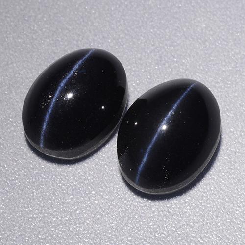Gemas de cat's eye scapolite negro natural de 4,46 ct, corte óvalo, opaco