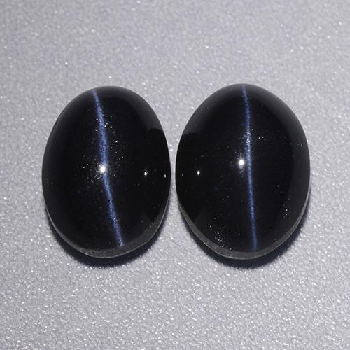 Gemas de cat's eye scapolite negro natural de 4,46 ct, corte óvalo, opaco