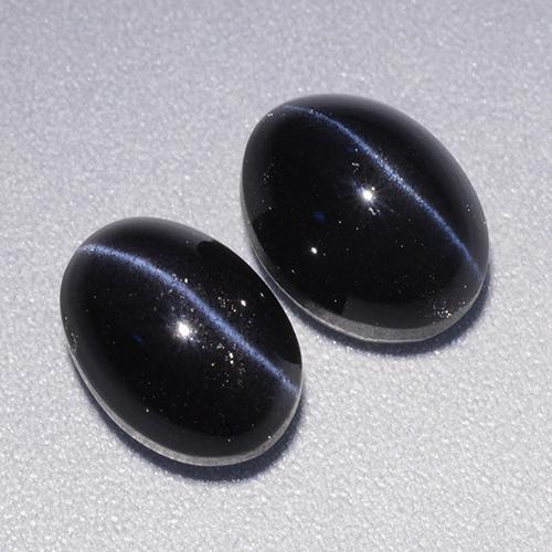 Gemas de cat's eye scapolite negro natural de 4,46 ct, corte óvalo, opaco