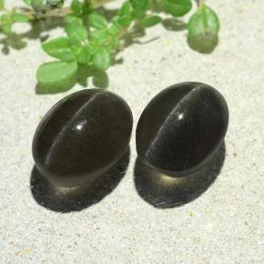 Gemas de cat's eye scapolite gris natural de 7,38 ct, corte óvalo, translúcido
