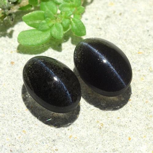 Gemas de cat's eye scapolite negro natural de 2,59 ct, corte óvalo, translúcido