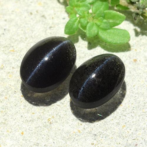 Gemas de cat's eye scapolite negro natural de 2,59 ct, corte óvalo, translúcido