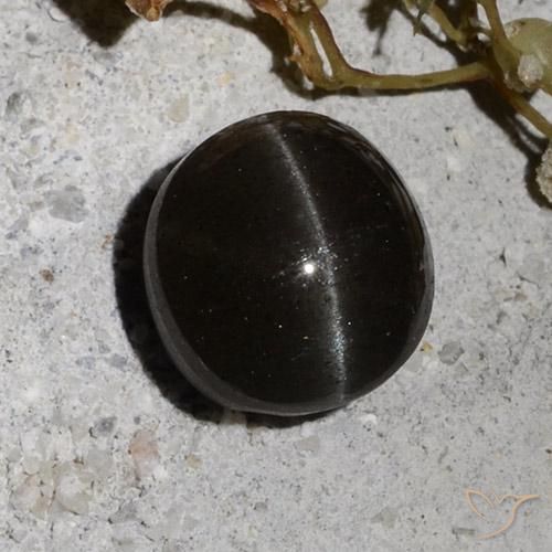 2.34ct Natural Negro Escapolita Ojo de Gato, Redondo, Translúcido