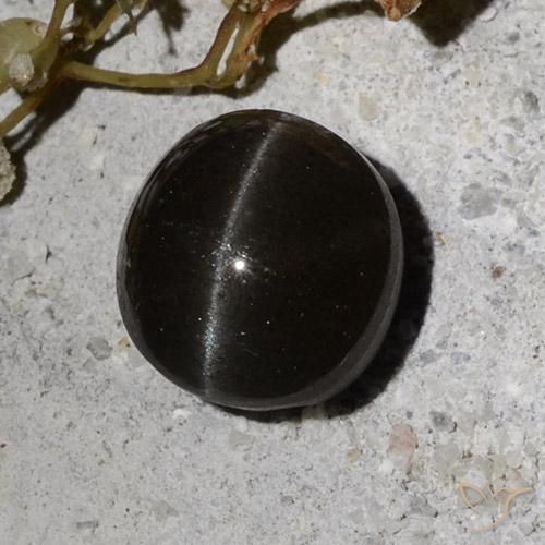 Escapolita Ojo de Gato Negro natural de 2.34 ct, Redondo, Translúcido