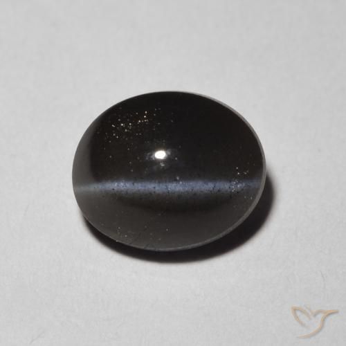 1.47ct Natural Negro Escapolita Ojo de Gato, Ovalada, Translúcido