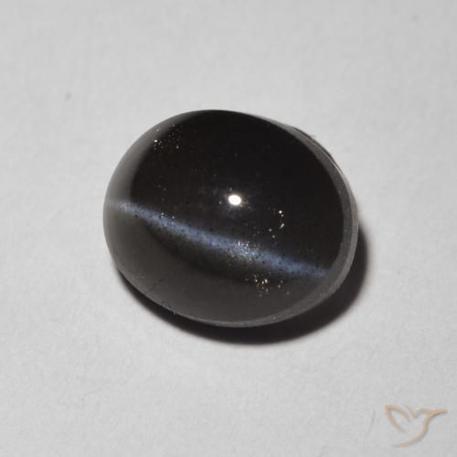 Escapolita Ojo de Gato Negro natural de 1.47 ct, Ovalada, Translúcido
