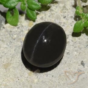 Escapolita Ojo de Gato Negro natural de 2.94 ct, Ovalada, Translúcido