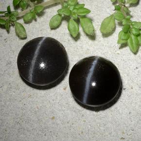 Gemas de cat's eye scapolite negro natural de 3,46 ct, corte redondo, translúcido