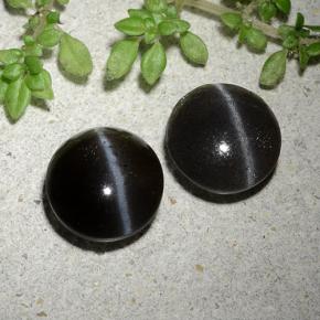 Gemas de cat's eye scapolite negro natural de 3,46 ct, corte redondo, translúcido
