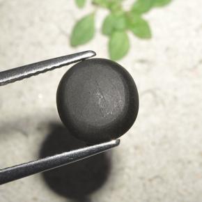 Cat's eye scapolite negro natural de 3,23 ct, corte redondo, opaco