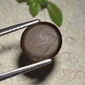 Escapolita Ojo de Gato Marrón chocolate natural de 2.01 ct, Corte Redondo, Translúcido