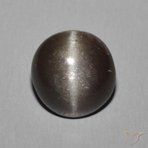 2.28ct Natural Negro cálido Escapolita Ojo de Gato, Redondo, Translúcido