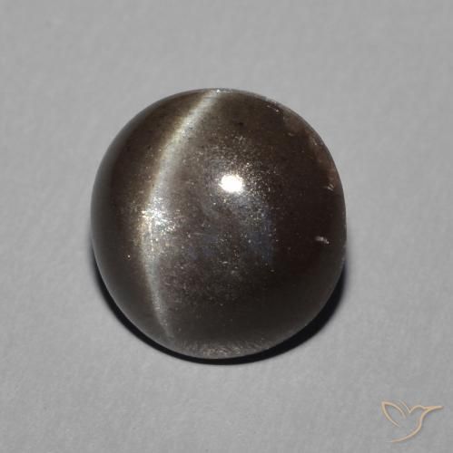 Escapolita Ojo de Gato Negro cálido natural de 2.28 ct, Redondo, Translúcido