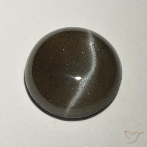 2.34ct Natural Negro Escapolita Ojo de Gato, Redondo, Translúcido