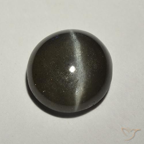 2.18ct Natural Negro Escapolita Ojo de Gato, Redondo, Translúcido