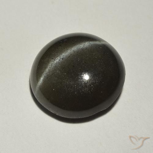 Escapolita Ojo de Gato Negro natural de 2.18 ct, Redondo, Translúcido