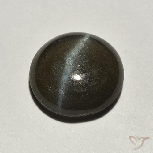 2.01ct Natural Negro Escapolita Ojo de Gato, Redondo, Translúcido