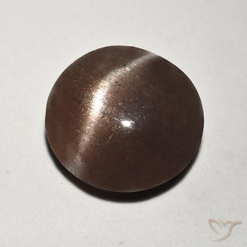 Escapolita Ojo de Gato Marrón canela natural de 2.92 ct, Redondo, Translúcido
