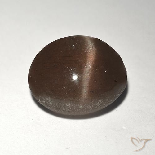 Escapolita Ojo de Gato Marrón canela natural de 2.92 ct, Redondo, Translúcido