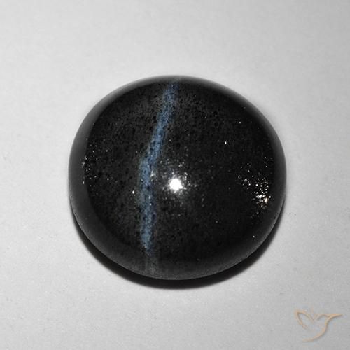 2.48ct Natural Negro Escapolita Ojo de Gato, Redondo, Translúcido