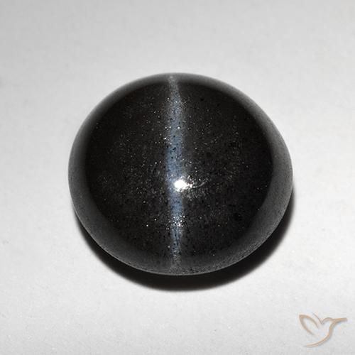 2.87ct Natural Negro Escapolita Ojo de Gato, Redondo, Translúcido