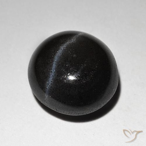 Escapolita Ojo de Gato Negro natural de 2.87 ct, Redondo, Translúcido