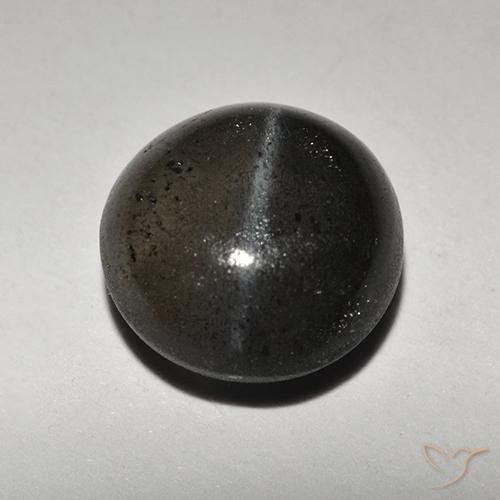 2.34ct Natural Negro Escapolita Ojo de Gato, Redondo, Translúcido