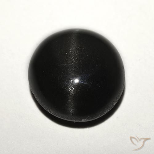 3.89ct Natural Negro Escapolita Ojo de Gato, Redondo, Translúcido