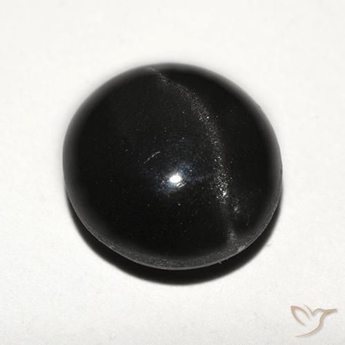 Escapolita Ojo de Gato Negro natural de 3.89 ct, Redondo, Translúcido