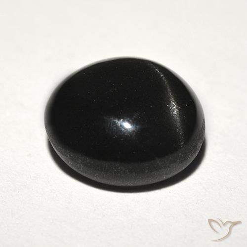 Escapolita Ojo de Gato Negro natural de 3.89 ct, Redondo, Translúcido