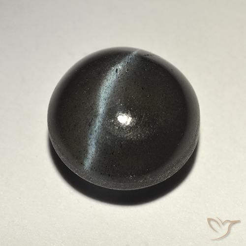 Escapolita Ojo de Gato Negro natural de 2.82 ct, Redondo, Translúcido