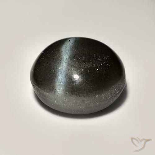 Escapolita Ojo de Gato Negro natural de 2.82 ct, Redondo, Translúcido