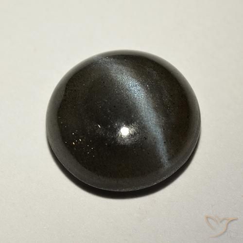 Escapolita Ojo de Gato Negro natural de 2.62 ct, Redondo, Translúcido