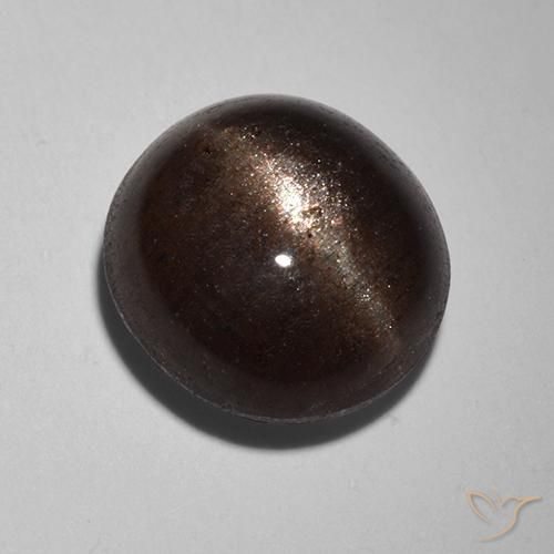 Escapolita Ojo de Gato Negro natural de 2.89 ct, Redondo, Translúcido