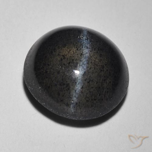 2.05ct Natural Negro Escapolita Ojo de Gato, Redondo, Translúcido