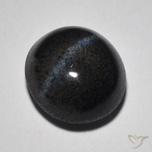 Escapolita Ojo de Gato Negro natural de 2.05 ct, Redondo, Translúcido