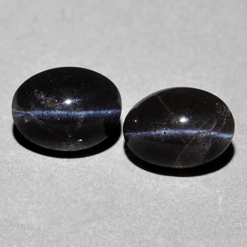 Gemas de Escapolita Ojo de Gato Negro natural de 4.74 ct, Corte Óvalo, Opaco