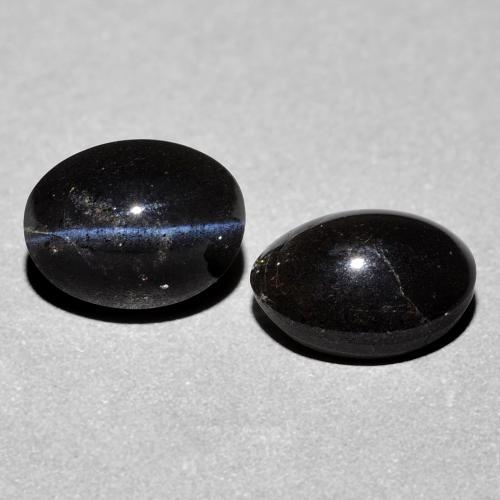 Gemas de Escapolita Ojo de Gato Negro natural de 4.74 ct, Corte Óvalo, Opaco