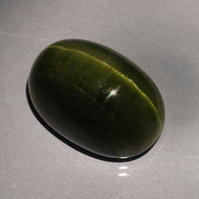 Cat's eye tourmaline verde natural de 23,57 ct, corte óvalo, opaco