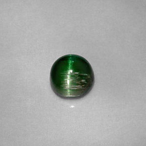 Cat's eye tourmaline verde natural de 0,67 ct, corte redondo, opaco