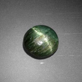 Cat's eye tourmaline verde natural de 0,87 ct, corte redondo, opaco