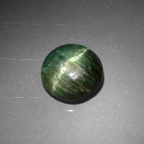 Cat's eye tourmaline verde natural de 0,87 ct, corte redondo, opaco