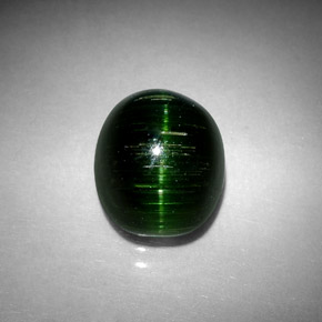 Cat's eye tourmaline verde natural de 4,67 ct, corte óvalo, opaco