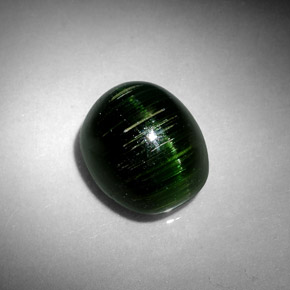 Cat's eye tourmaline verde natural de 4,67 ct, corte óvalo, opaco