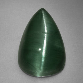 Cat's eye tourmaline verde natural de 2,46 ct, transparente, transparente / translúcido