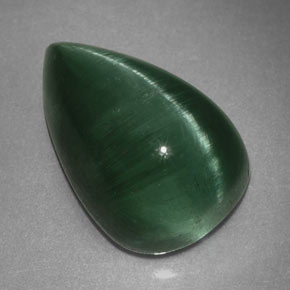 Cat's eye tourmaline verde natural de 2,46 ct, transparente, transparente / translúcido