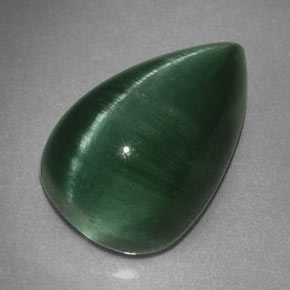 Cat's eye tourmaline verde natural de 2,46 ct, transparente, transparente / translúcido